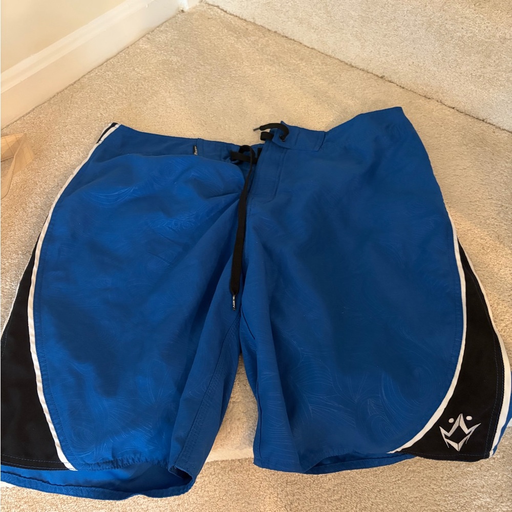 Rusty Blue Swim Board Shorts with Black Trim